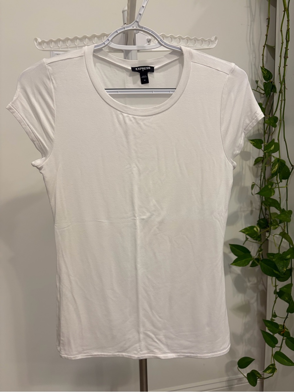 Express White Short Sleeve Crew Neck Tee